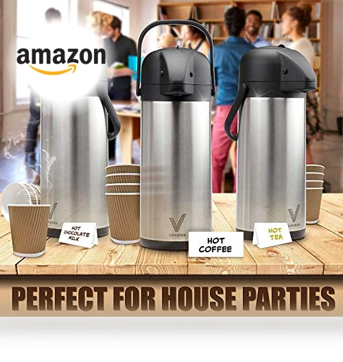 102oz Stainless Steel Airpot Coffee Dispenser with Pump — Travel Drinkware, Vondior