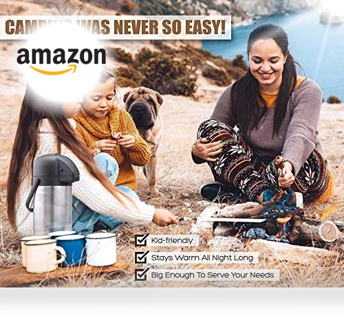 102oz Stainless Steel Airpot Coffee Dispenser with Pump — Travel Drinkware, Vondior