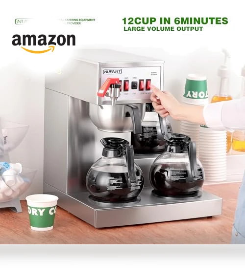 12 Cup Commercial Drip Coffee Maker with Auto Filling and Hot Water Dispenser — Coffee Makers, NUPANT