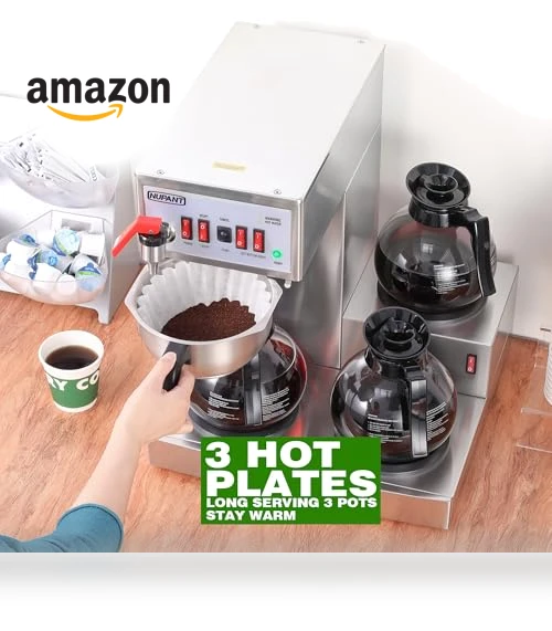 12 Cup Commercial Drip Coffee Maker with Auto Filling and Hot Water Dispenser — Coffee Makers, NUPANT
