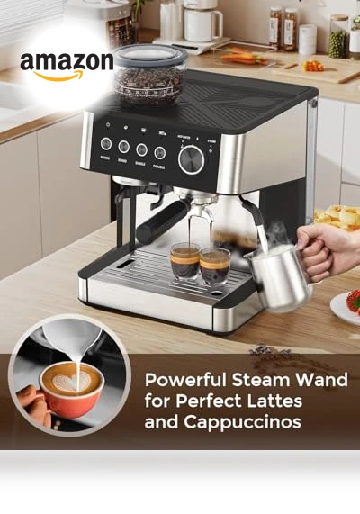 20 Bar Espresso Machine with Built-in Grinder and Milk Frother — Coffee & Espresso Combos, Electactic