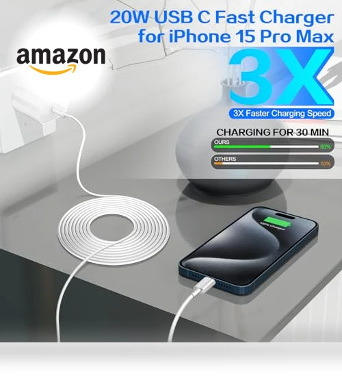 20W Fast USB C Charger Block with 6FT Cable for iPhone 16 Pro — Charging Solutions, Shenzhen Liuri Technology Co.,Ltd.
