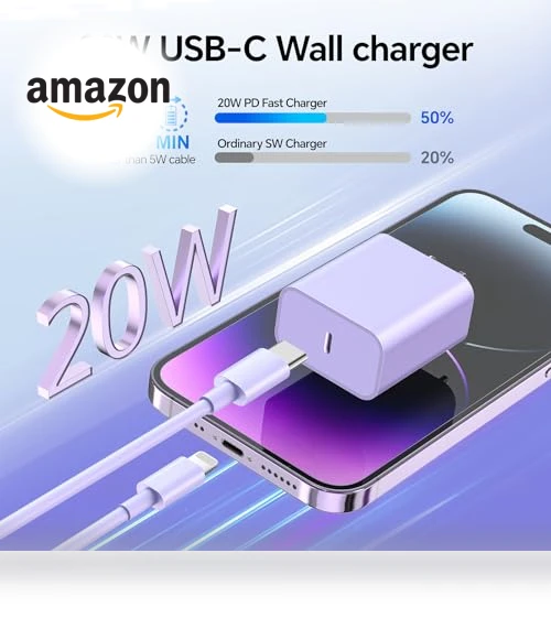 20W PD USB C Fast Charger with Type C to Lightning Cable - 3 Pack 10FT — Lightning, BUSFUL