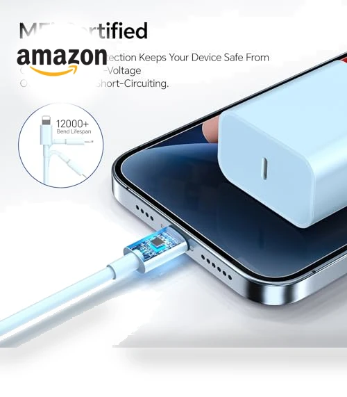 20W PD USB C Fast Charger with Type C to Lightning Cable - 3 Pack 10FT — Lightning, BUSFUL