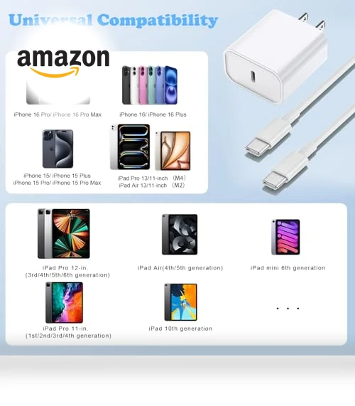 20W USB C Fast Charger with 6FT Cable for iPhone 16/15, iPad Pro, Samsung Galaxy — Charging Solutions, shenzhen hongmingou technology co., ltd
