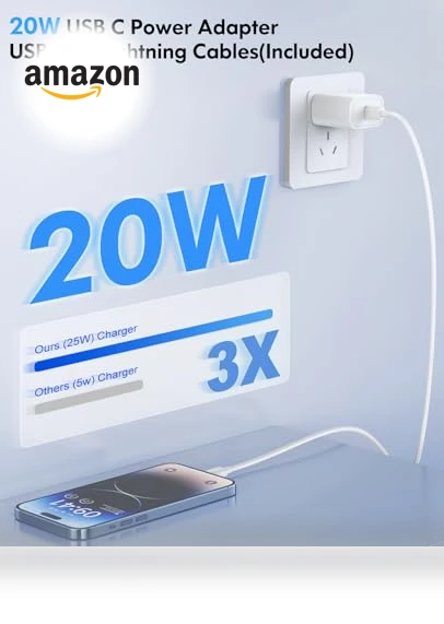 20W USB C Fast Charger with MFi Certified Lightning Cables — Lightning, QUZUDN