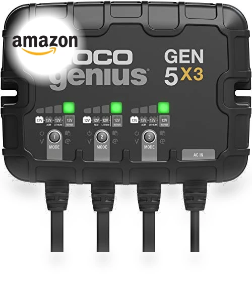3-Bank Smart Marine Battery Charger, 15A Waterproof Onboard Boat Charger — Battery Chargers, NOCO