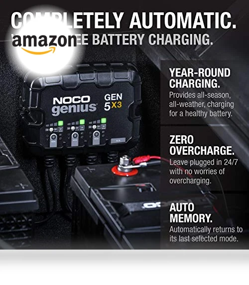 3-Bank Smart Marine Battery Charger, 15A Waterproof Onboard Boat Charger — Battery Chargers, NOCO