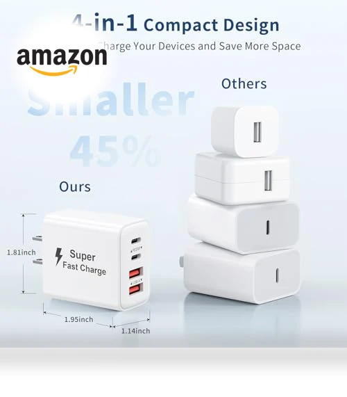 40W 4-Port USB C Fast Charger Block — Chargers, MateStar