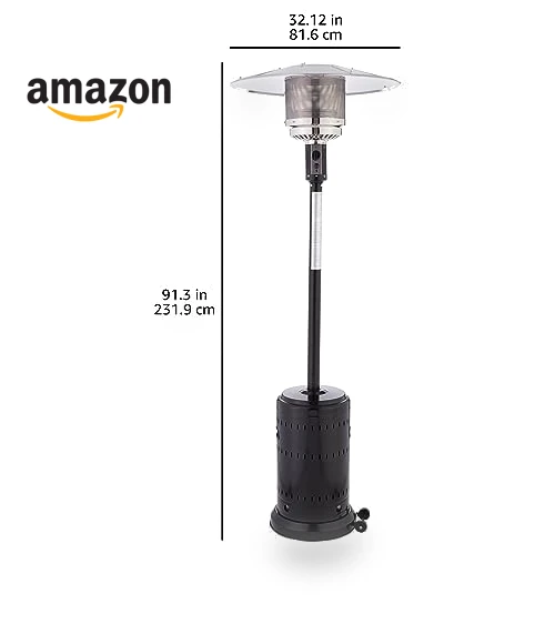 46,000 BTU Outdoor Propane Patio Heater with Wheels — Heater Covers, Amazon Basics