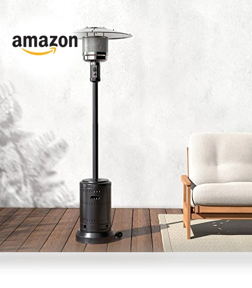 46,000 BTU Outdoor Propane Patio Heater with Wheels — Heater Covers, Amazon Basics