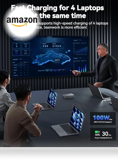 480W USB C Charging Station with 10 Ports for Multiple Devices — USB Hubs, Rocoren