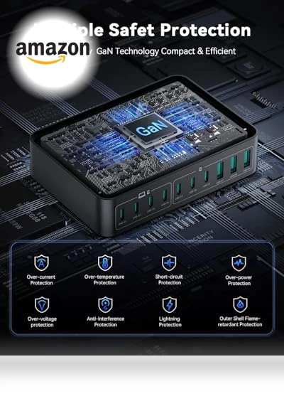 480W USB C Charging Station with 10 Ports for Multiple Devices — USB Hubs, Rocoren