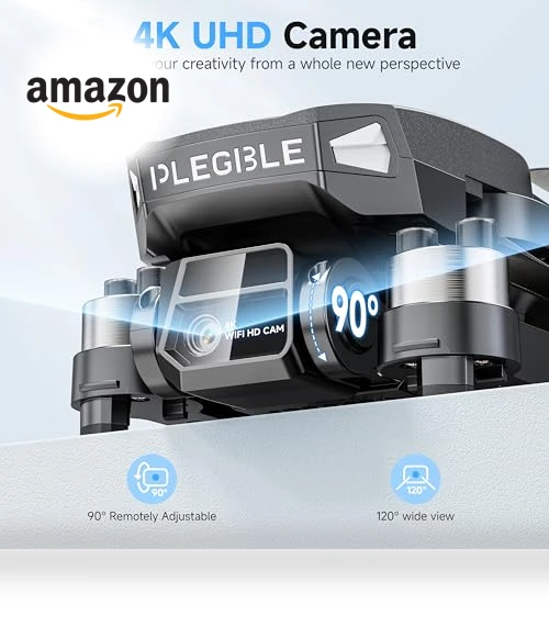 4K Camera Drone with Brushless Motors, Foldable RC Quadcopter — Drones, PLEGBLE