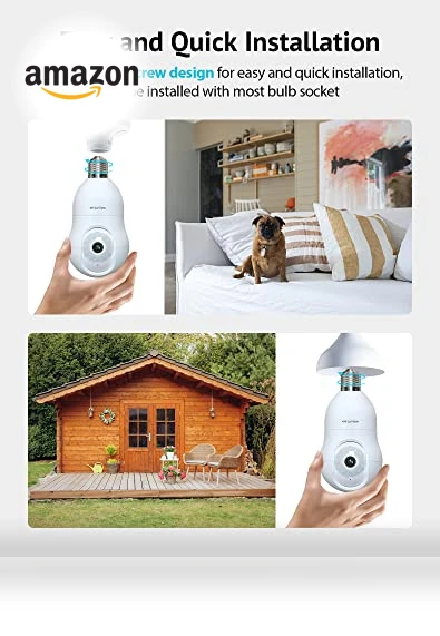 4MP Bulb Security Camera 2.4GHz, 360° 2K Wireless Outdoor Indoor Camera — Smart Home Security, LaView