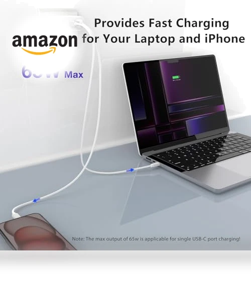 65W USB C Fast Charger with Cable for MacBook, iPhone, Galaxy — Charging Solutions, Qackenm
