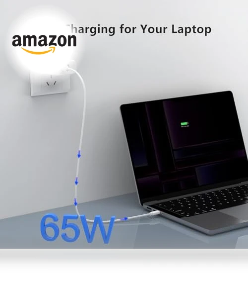 65W USB C Fast Charger with Cable for MacBook, iPhone, Galaxy — Charging Solutions, Qackenm
