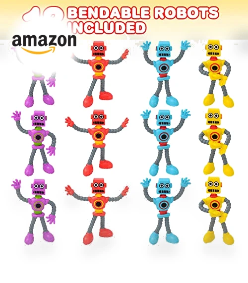 Bendable Robot Figures, Set of 12 Flexible Men — Stress Relievers, ArtCreativity