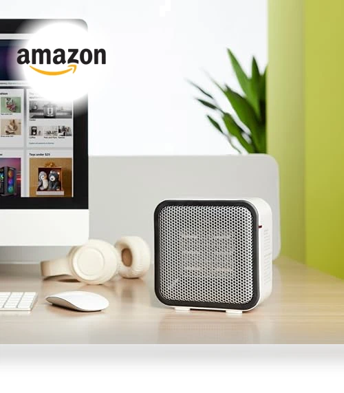 Ceramic Space Heater, Mini Heater for Office Desk, 500W, Portable Tent Heater for Camping — Portable Heating Solutions, Amazon Basics