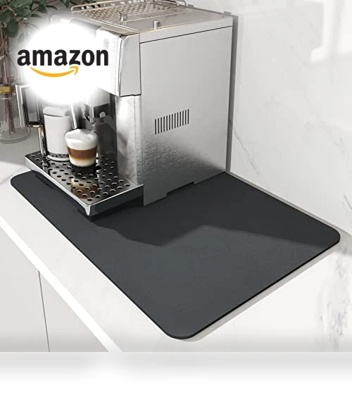 Coffee Mat Hide Stain Rubber Backed Absorbent Dish Drying Mat — Doormats, AMOAMI