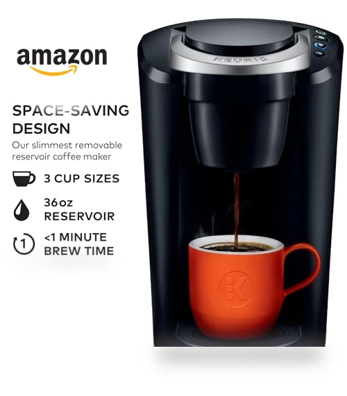 Compact Single-Serve K-Cup Pod Coffee Maker with 3 Brew Sizes — Single-Cup Coffee Makers, Keurig