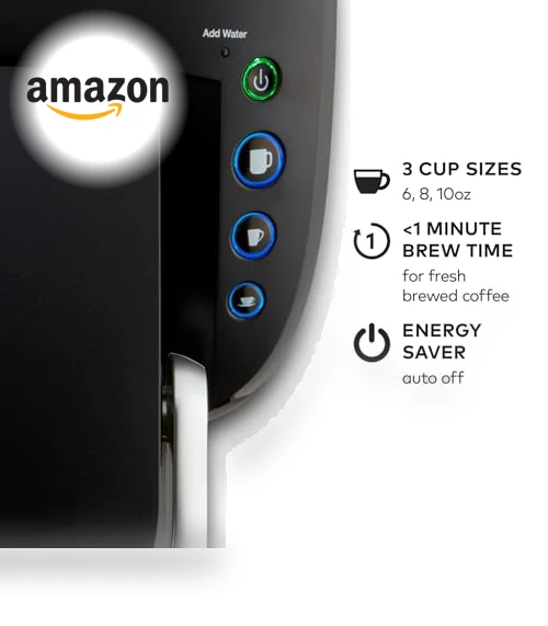 Compact Single-Serve K-Cup Pod Coffee Maker with 3 Brew Sizes — Single-Cup Coffee Makers, Keurig