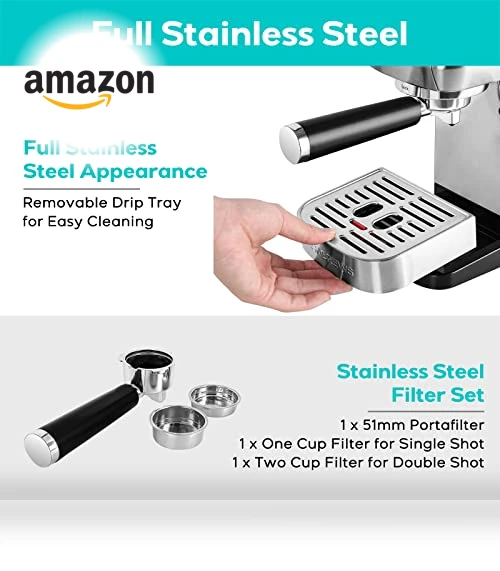 Essential Espresso Machine 20 Bar with Steam Frother — Coffee & Espresso Combos, CASABREWS