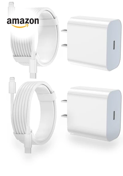 Fast Charging Type C Wall Charger Block with USB C to Lightning Cable — Lightning, FEEL2NICE