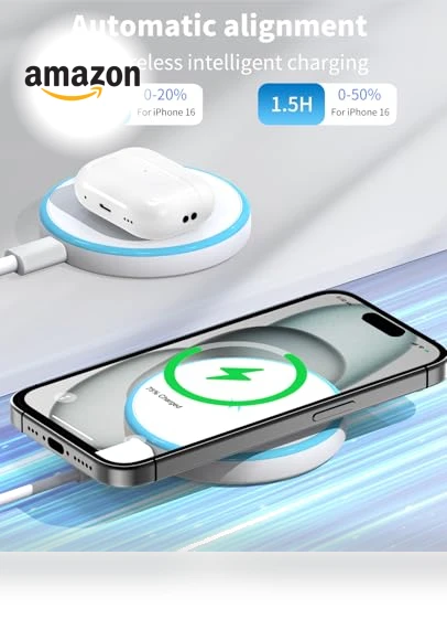 Magnetic Wireless Charger for iPhone and AirPods with 20W Power Adapter — Chargers, AIOXQNL&