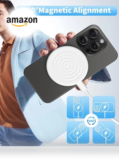 Magnetic Wireless Charger for iPhone and AirPods with 20W Power Adapter — Chargers, AIOXQNL&