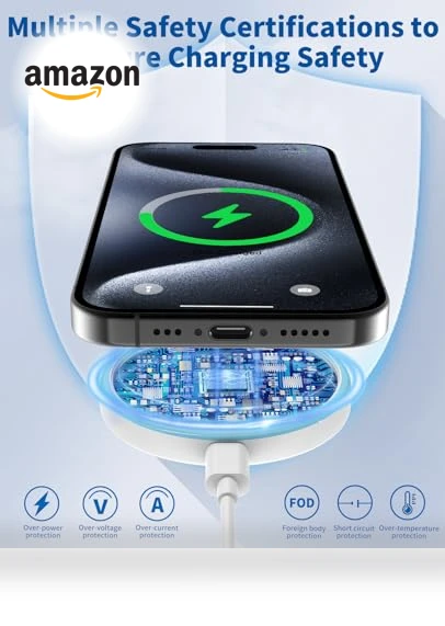 Magnetic Wireless Charger for iPhone and AirPods with 20W Power Adapter — Chargers, AIOXQNL&