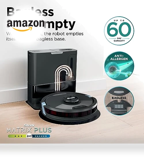 Matrix Plus 2in1 Robot Vacuum & Mop with Sonic Mopping and Self Empty Base — Smart Cleaning Robots, Shark