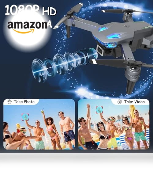 Mini Drone with Camera 1080P HD, Foldable RC Quadcopter for Adults and Kids — Drones, Wipkviey