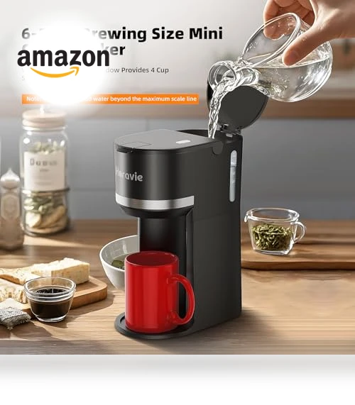 Mini Single Serve Coffee Maker for K Cup and Ground Coffee — Electric Blade Coffee Grinders, Horavie