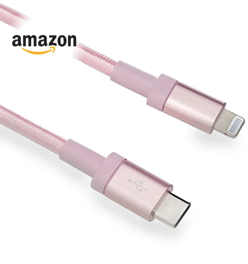 Nylon Braided USB-C to Lightning Charger Cable, MFi Certified, 6 Foot — Lightning, Amazon Basics