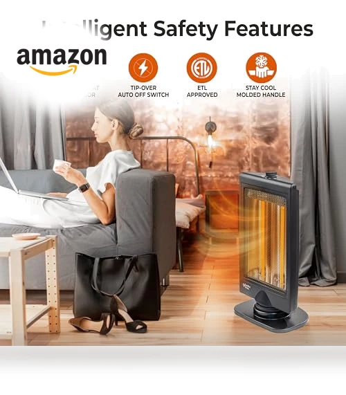 Oscillating Portable Space Heater with Adjustable Tilt and Overheat Protection — Portable Heating Solutions, Comfort Zone