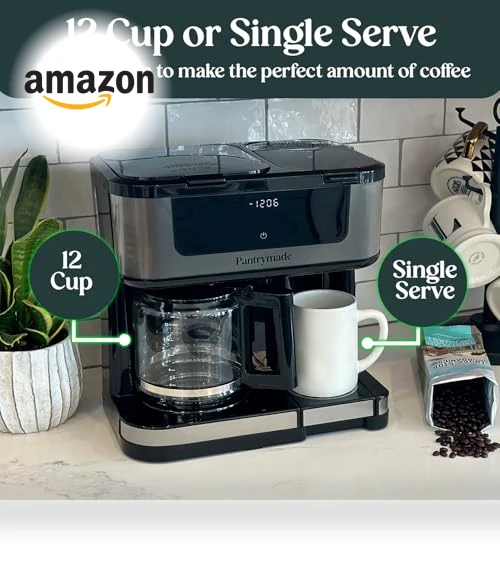 Programmable Coffee Maker with Single Serve Brewer - 12-Cup & K-Cup Compatible — Coffee Makers, Pantrymade