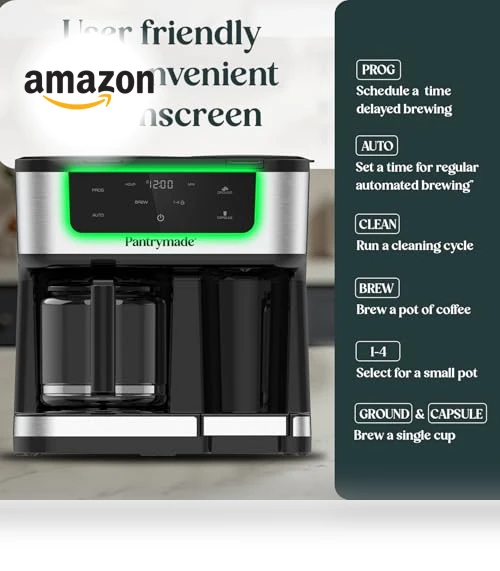 Programmable Coffee Maker with Single Serve Brewer - 12-Cup & K-Cup Compatible — Coffee Makers, Pantrymade