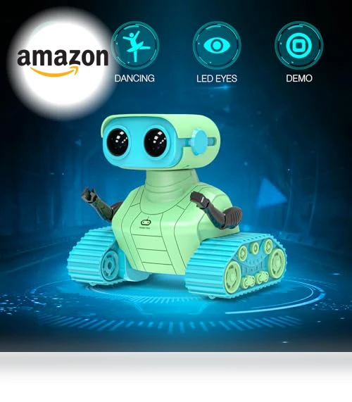 Rechargeable RC Robot Toy for Kids with Music and LED Eyes — Interactive Figures & Robots, ALLCELE