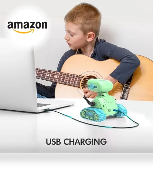 Rechargeable RC Robot Toy for Kids with Music and LED Eyes — Interactive Figures & Robots, ALLCELE