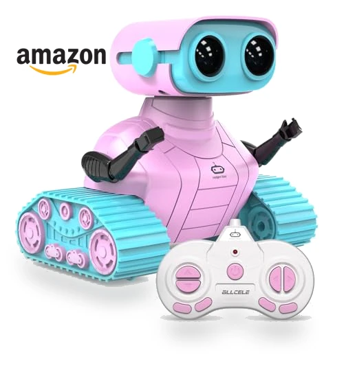 Rechargeable RC Robot Toy for Kids with Music and LED Eyes — Interactive Figures & Robots, ALLCELE