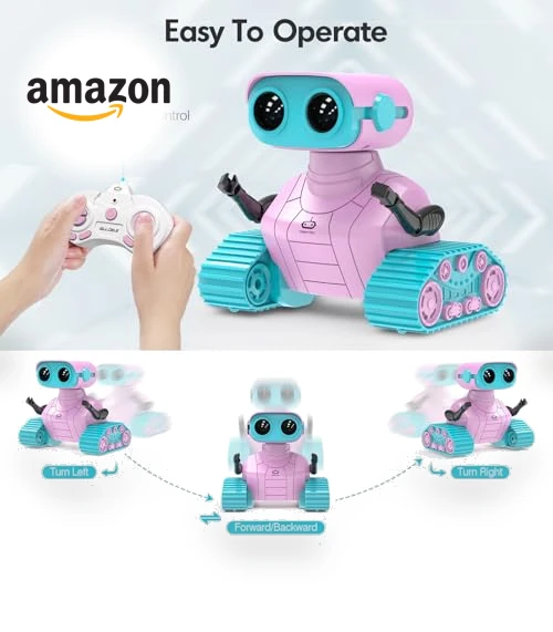 Rechargeable RC Robot Toy for Kids with Music and LED Eyes — Interactive Figures & Robots, ALLCELE