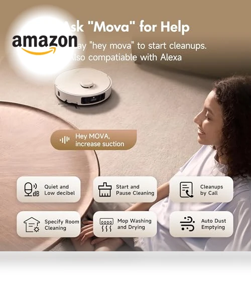 Robot Vacuum and Mop Combo with 13,000Pa Suction, Hot Water Mop Washing — Smart Cleaning Robots, MOVA