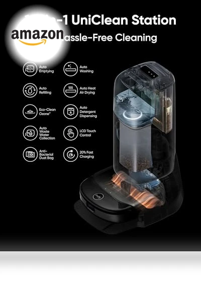 Robot Vacuum and Mop Combo with All-in-One Station, 8000 Pa Suction, Obstacle Avoidance — Smart Cleaning Robots, eufy