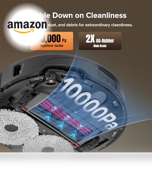 Robot Vacuum and Mop Combo with Self-Emptying & Refilling, 10,000Pa Suction — Smart Cleaning Robots, Roborock