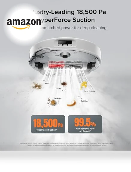 Robot Vacuum and Mop with Hot Water Washing, 18,500Pa Suction — Smart Cleaning Robots, Roborock