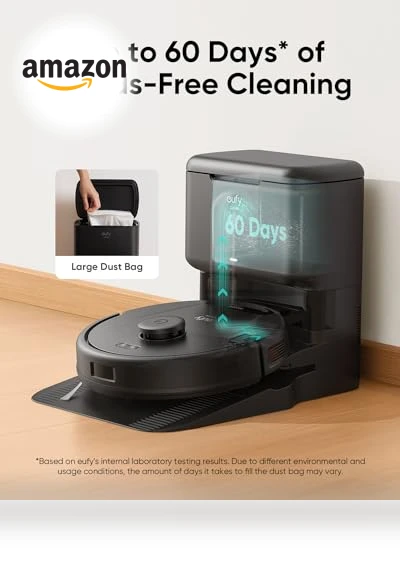 Robot Vacuum with Self Empty Station, Hair Detangling Technology, 60 Days Hands Free Cleaning — Smart Cleaning Robots, eufy