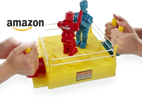 Rock 'Em Sock 'Em Robots Kids Game, Red Rocker vs Blue Bomber — Rock Tumblers, Mattel
