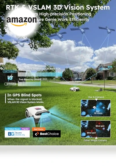 RTK+4-Eye Vision Robotic Lawnmower - No Wire, Automatic Mapping, 30 Multi-Zone Management — Autonomous Lawn Care, ANTHBOT