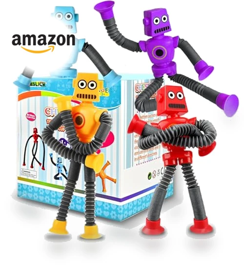 Sensory Travel Robot Toys for Kids, 4Pcs Set — Infant & Early Childhood Playthings, CHESLICR